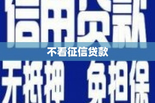 苍溪不看征信贷款