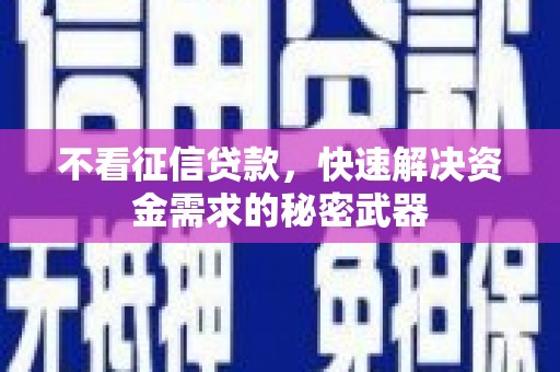 东营不看征信贷款，快速解决资金需求的秘密武器